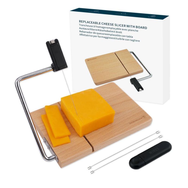 Cortador de Queso KITCHENDAO con Tabla de Haya Ajustable