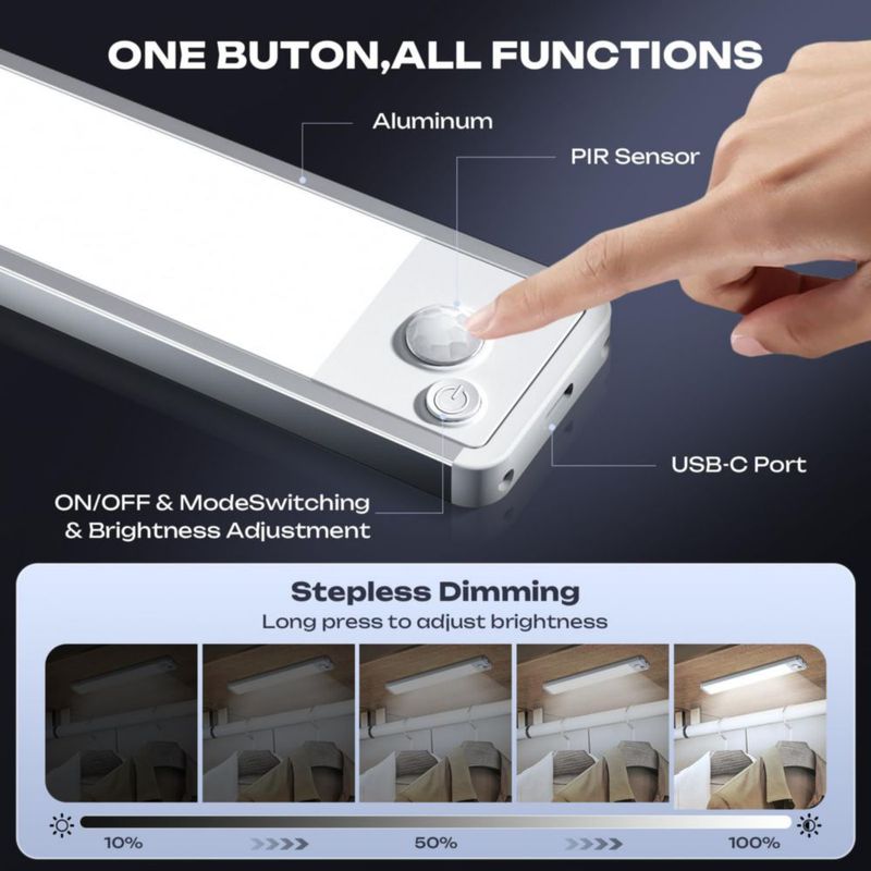 Luz LED LUMIJOLI 25 cm Inalámbrica con Sensor de Movimiento