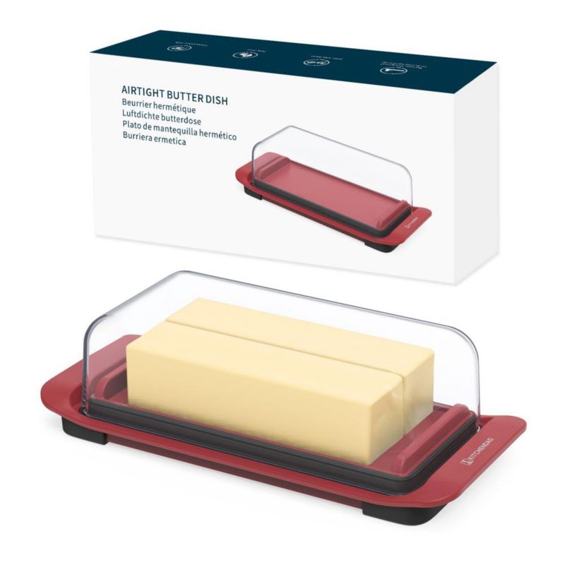 Recipiente hermético para mantequilla KITCHENDAO rojo libre de BPA