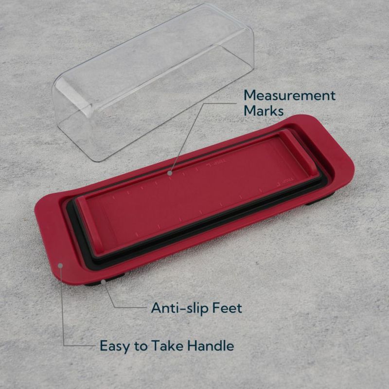 Recipiente hermético rojo de plástico para mantequilla KITCHENDAO