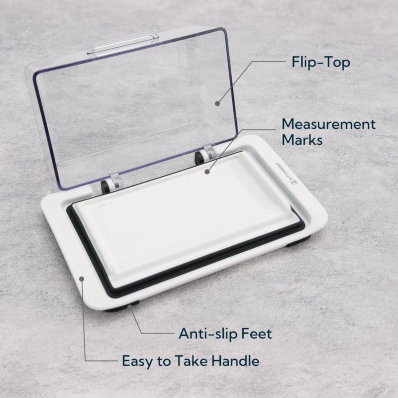 Recipiente hermético con tapa abatible para mantequilla KITCHENDAO – Blanco