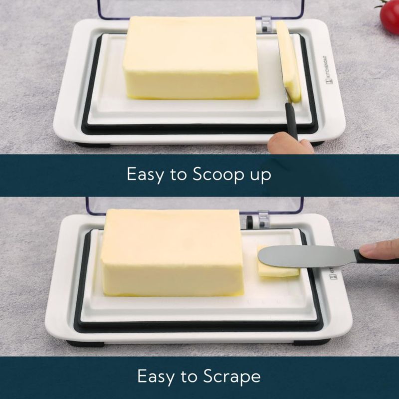 Recipiente hermético con tapa abatible para mantequilla KITCHENDAO – Blanco