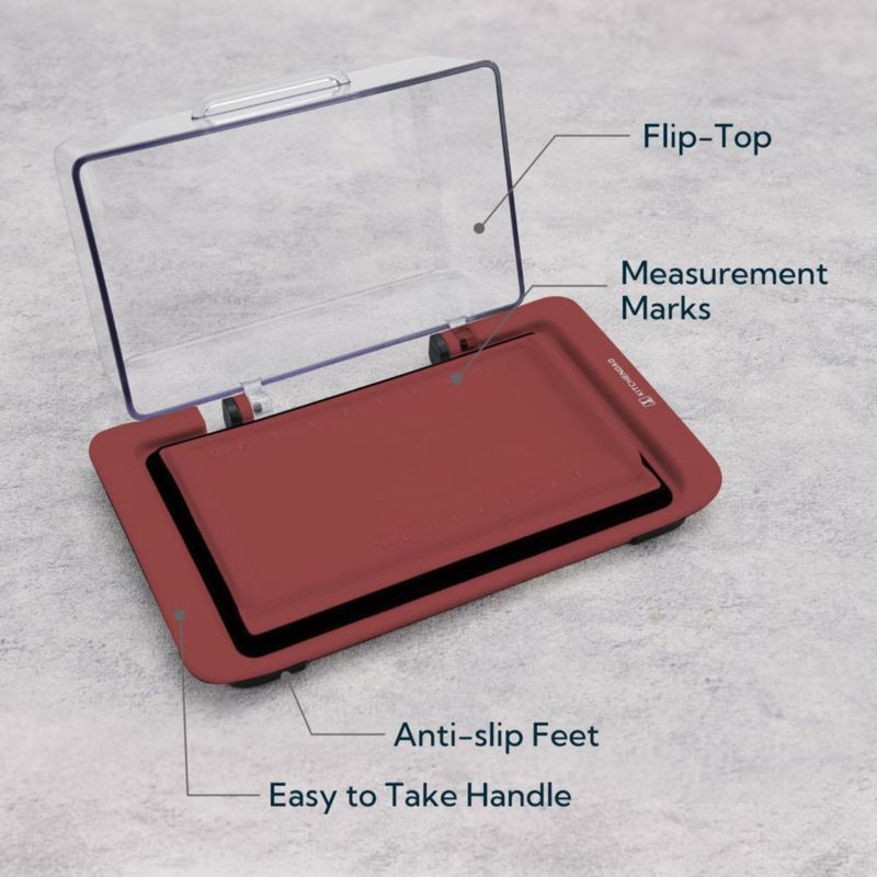 Cajita para mantequilla KITCHENDAO hermética con tapa abatible roja