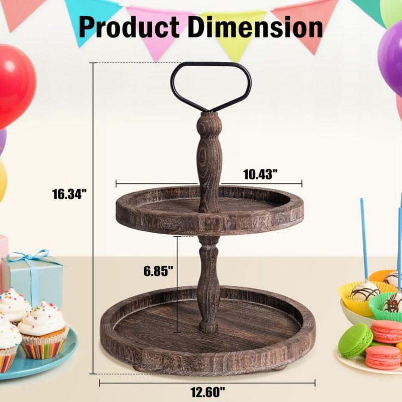 Bandeja mustry de madera estilo granja de 2 niveles (26 cm/32 cm)