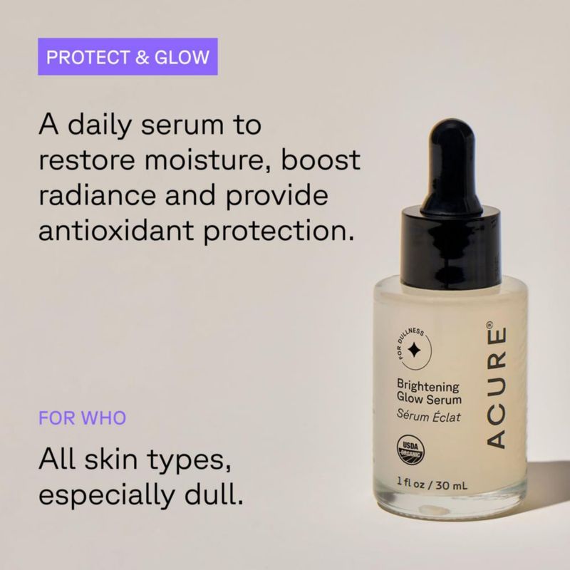 Suero facial Acure 30 ml (2 unidades) Iluminador y radiante