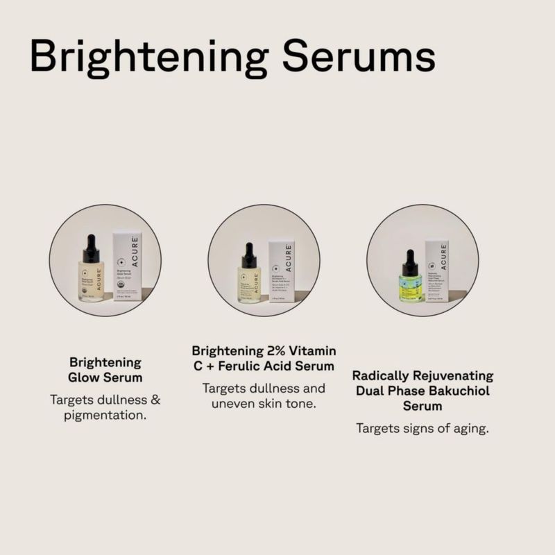 Suero facial Acure 30 ml (2 unidades) Iluminador y radiante