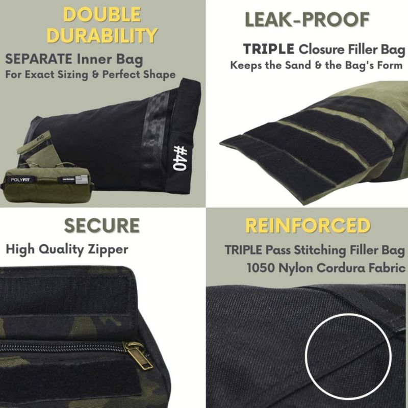 Saco de arena Polyfit 27 kg negro camuflaje con triple cierre