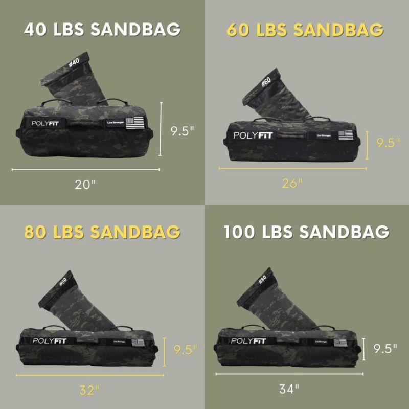 Saco de arena Polyfit 27 kg negro camuflaje con triple cierre