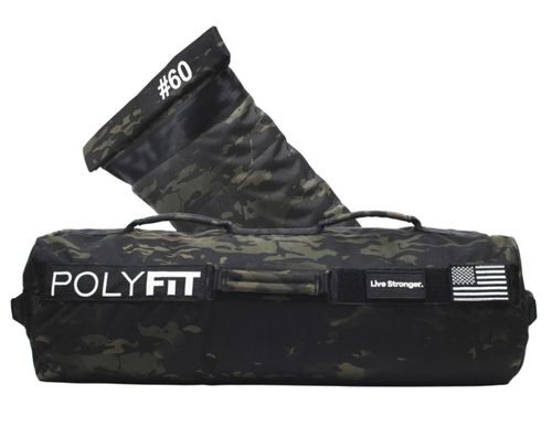 Saco de arena Polyfit 27 kg negro camuflaje con triple cierre