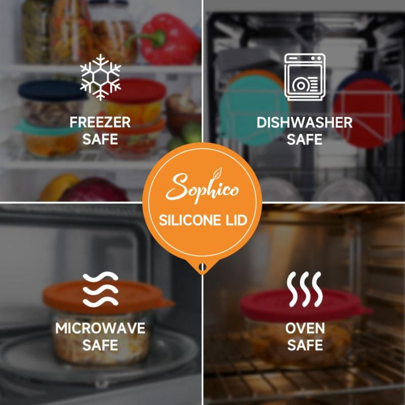 Tapa de Silicona SOPHICO para Recipientes de 4 Tazas – Pack de 4