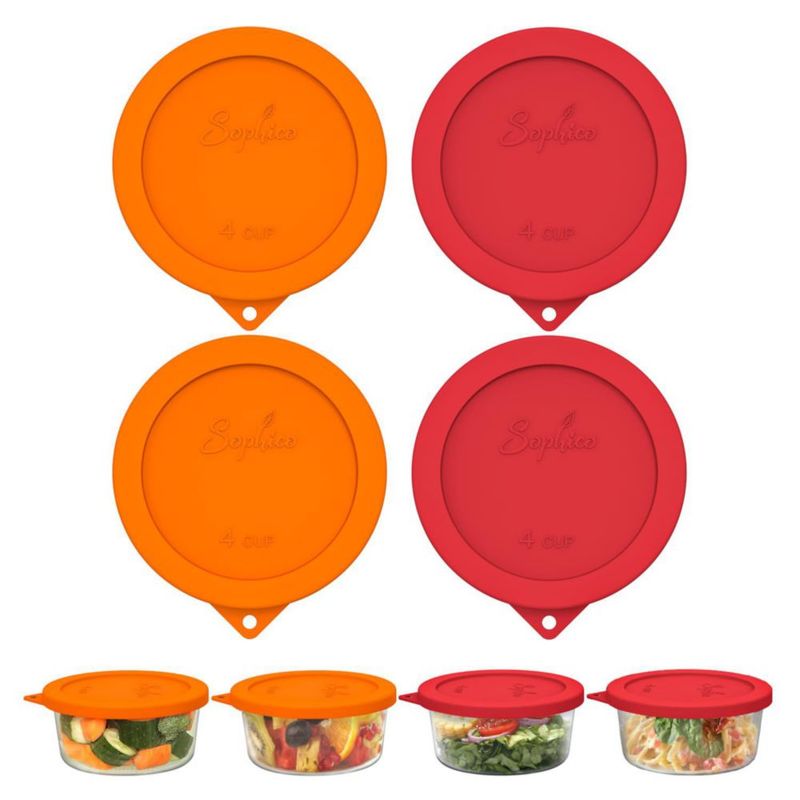 Tapa de Silicona SOPHICO para Recipientes de 4 Tazas – Pack de 4