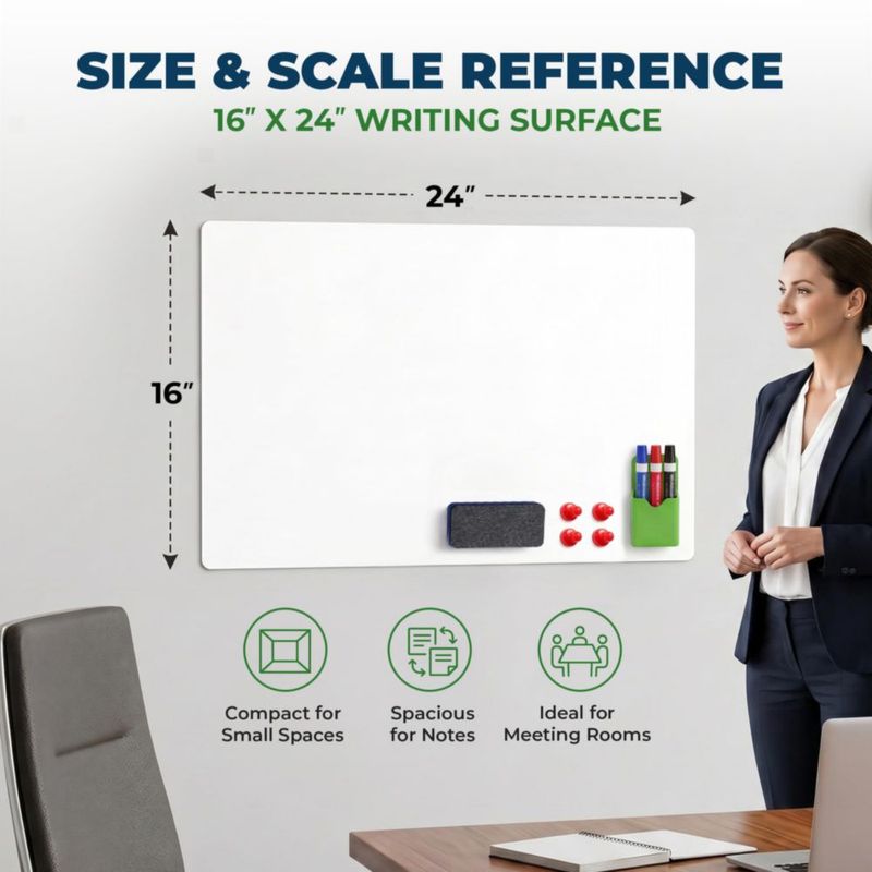Pegatina magnética de pizarra blanca Bonbela 41 × 61 cm para borrado en seco