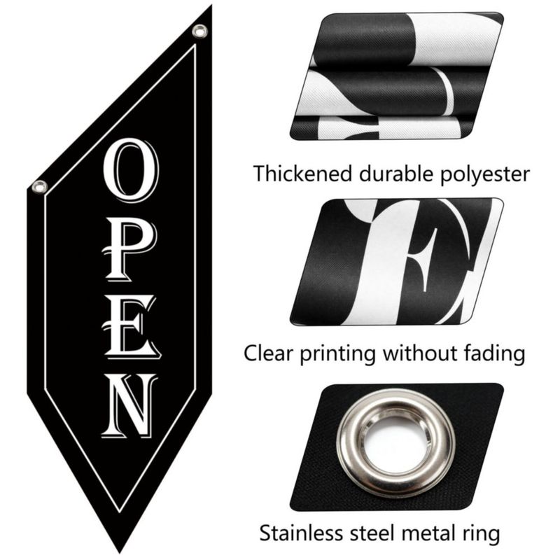 Banner HANVIDA 81 cm Kit de Bandera OPEN Negro Doble Cara