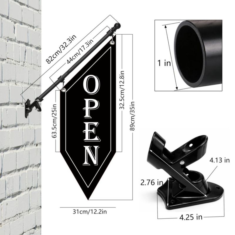 Banner HANVIDA 81 cm Kit de Bandera OPEN Negro Doble Cara