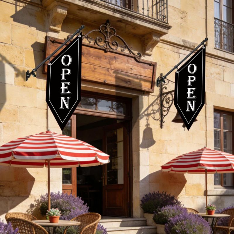 Banner HANVIDA 81 cm Kit de Bandera OPEN Negro Doble Cara