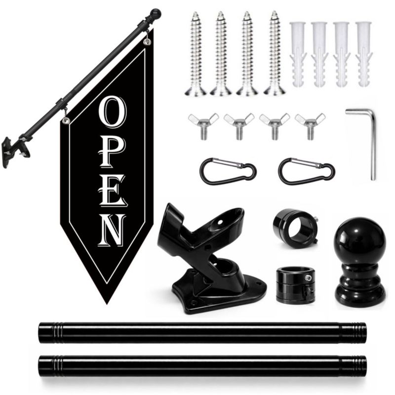 Banner HANVIDA 81 cm Kit de Bandera OPEN Negro Doble Cara