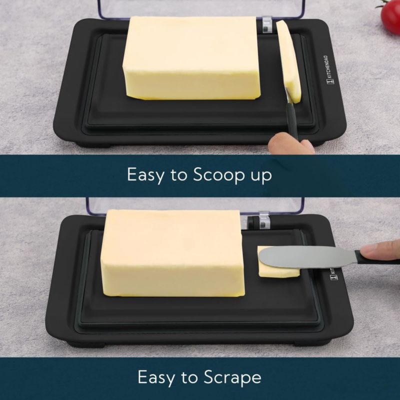 Recipiente hermético para mantequilla KITCHENDAO con tapa abatible - negro