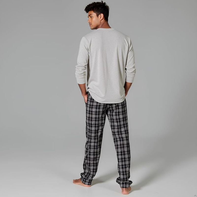 Pijamas para hombre Beverly Hills Polo Club talla grande gris/negro