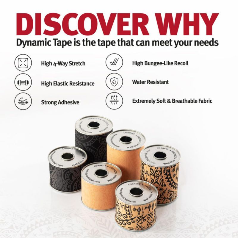 Cinta Dynamic Tape 75 cm negra/gris de 4 direcciones