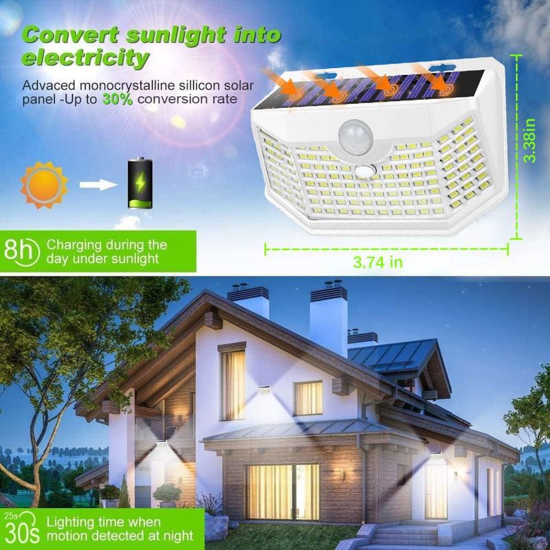 Luces solares HMCITY paquete de 8 con sensor de movimiento – blanco