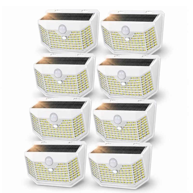 Luces solares HMCITY paquete de 8 con sensor de movimiento – blanco