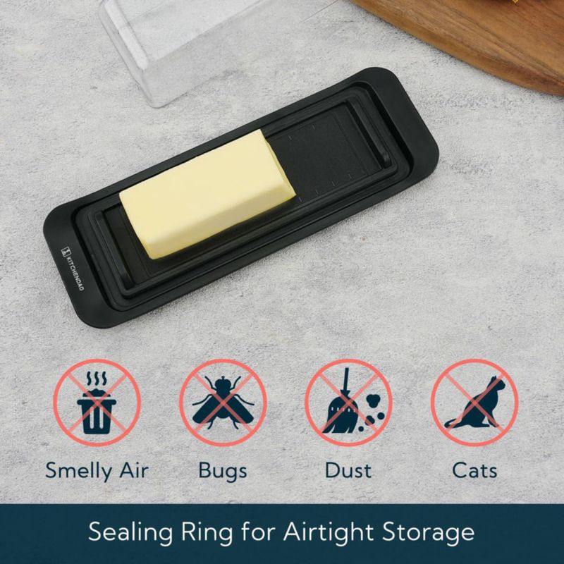 Recipiente hermético para mantequilla KITCHENDAO negro de plástico