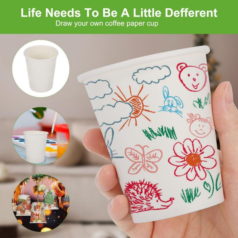 Tazas de Café BZOM 120 unidades 237 ml Descartables Blancas