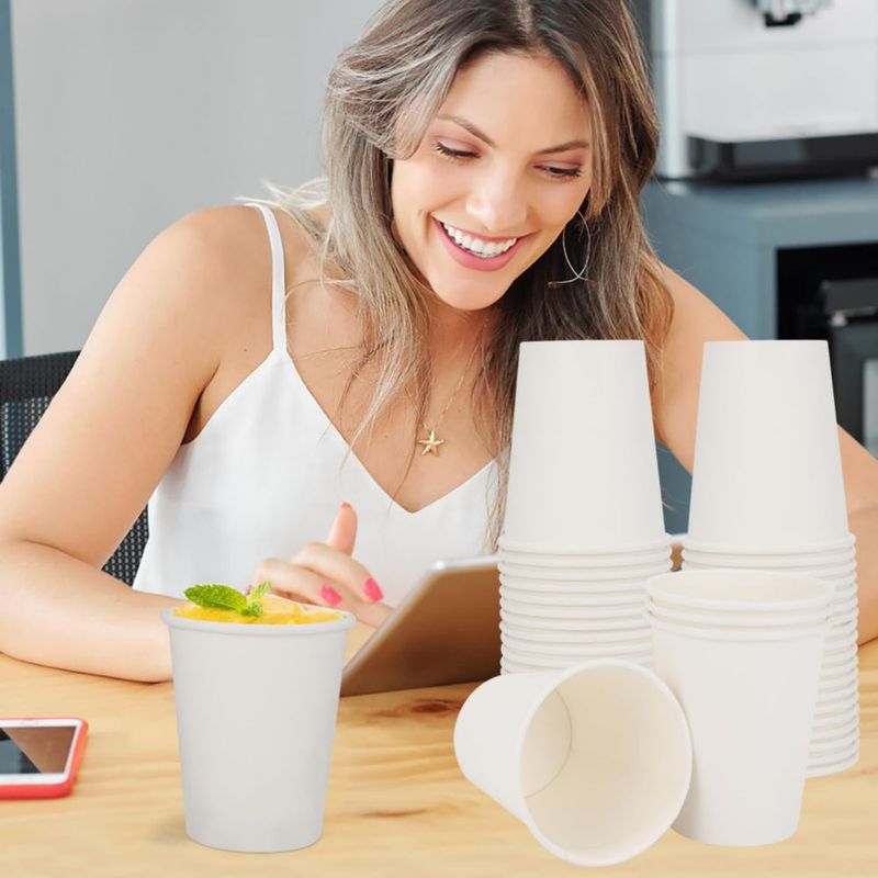 Tazas de Café BZOM 120 unidades 237 ml Descartables Blancas