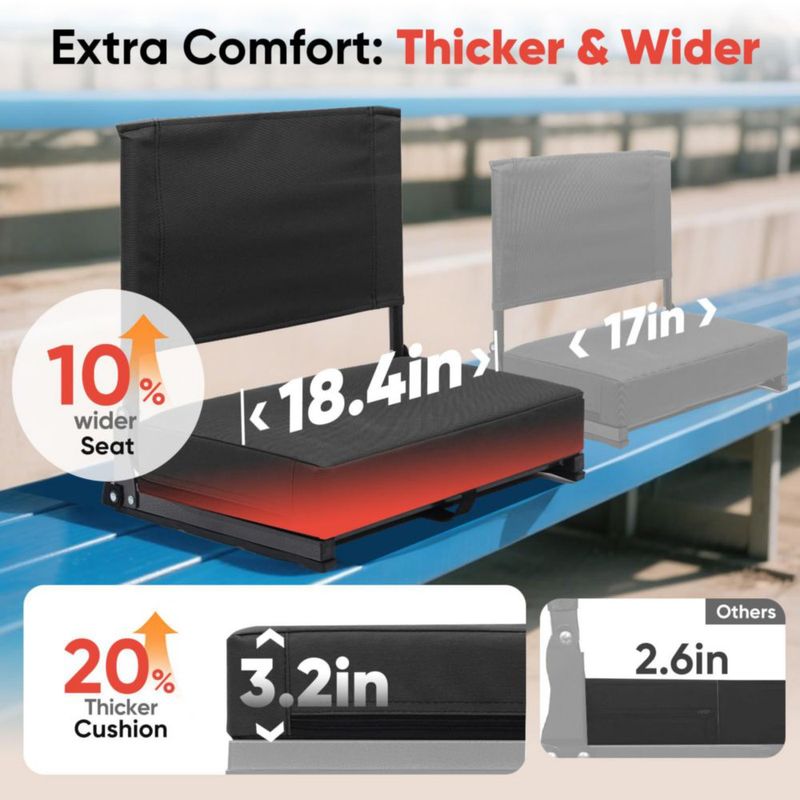 Asientos de estadio Sekey 2 piezas negro 46 cm con soporte lumbar