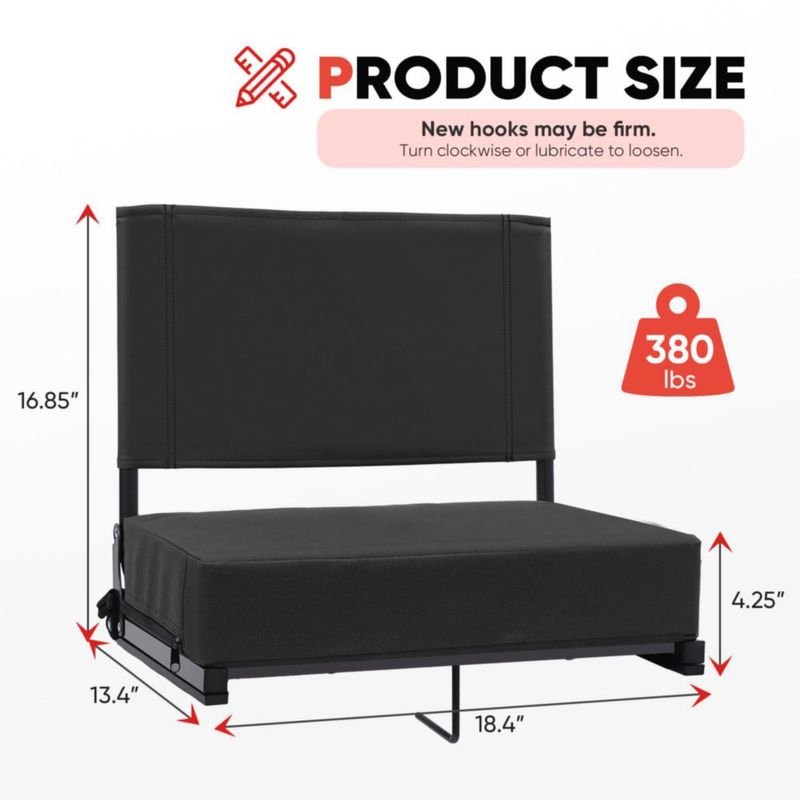 Asientos de estadio Sekey 2 piezas negro 46 cm con soporte lumbar