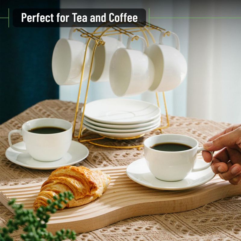 Juego de 6 tazas y platillos de porcelana blanca 240 ml – Brew To A Tea