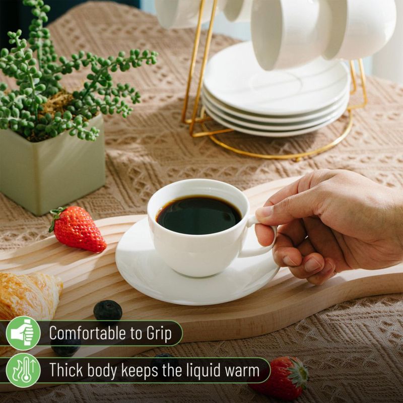 Juego de 6 tazas y platillos de porcelana blanca 240 ml – Brew To A Tea