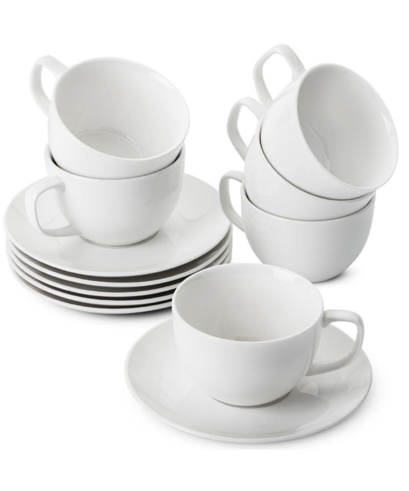 Juego de 6 tazas y platillos de porcelana blanca 240 ml – Brew To A Tea