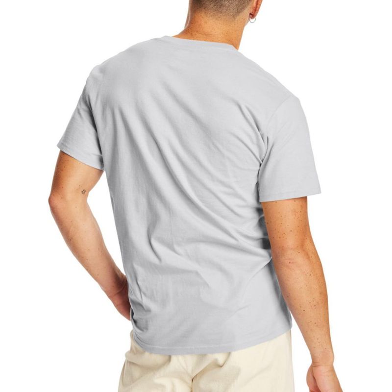 CAMISETA Hanes Beefy‑T Light Steel con bolsillo grande