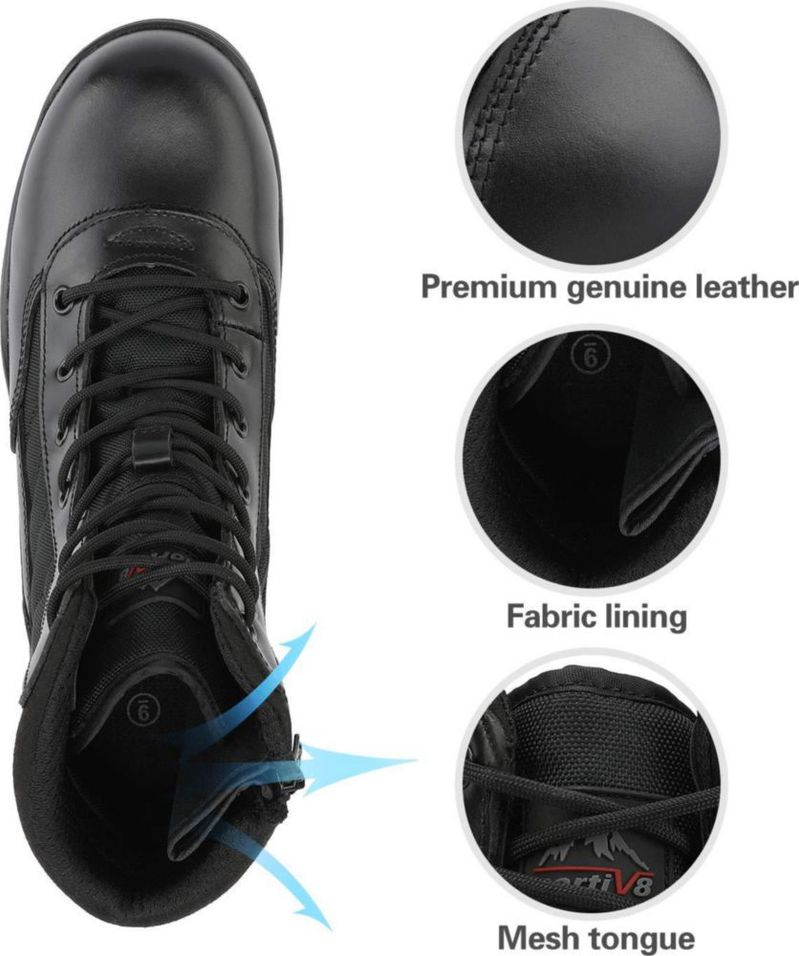 Bota NORTIV 8 25 cm Puntera de Acero Cremallera Lateral Negra