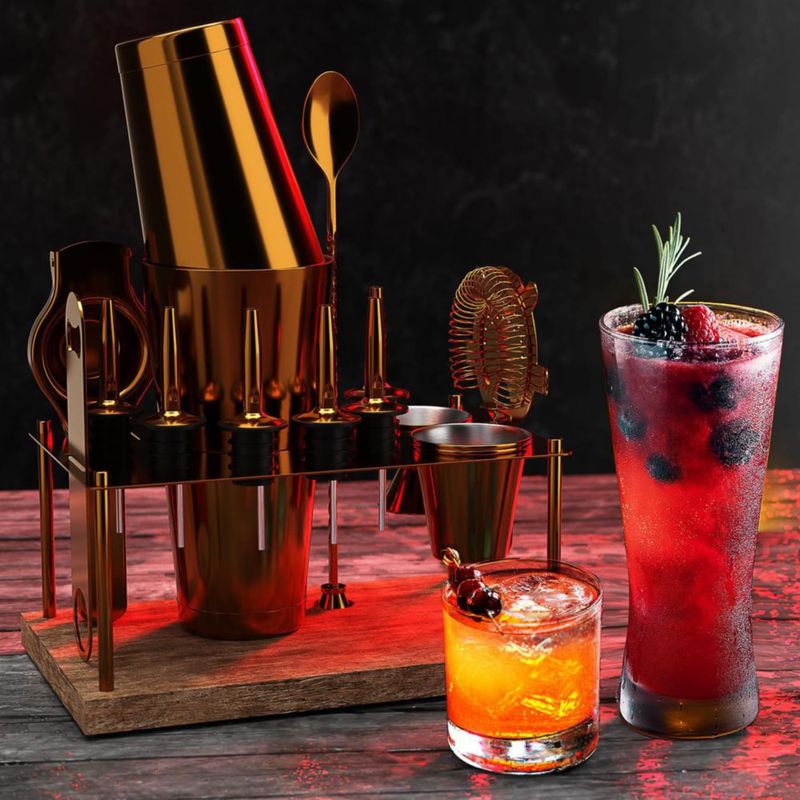 Set de Bar EATEX de 17 Piezas – Kit de Mixología Dorado