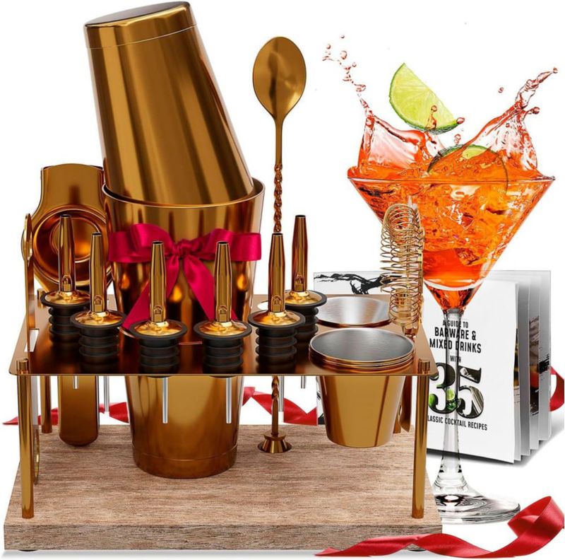 Set de Bar EATEX de 17 Piezas – Kit de Mixología Dorado