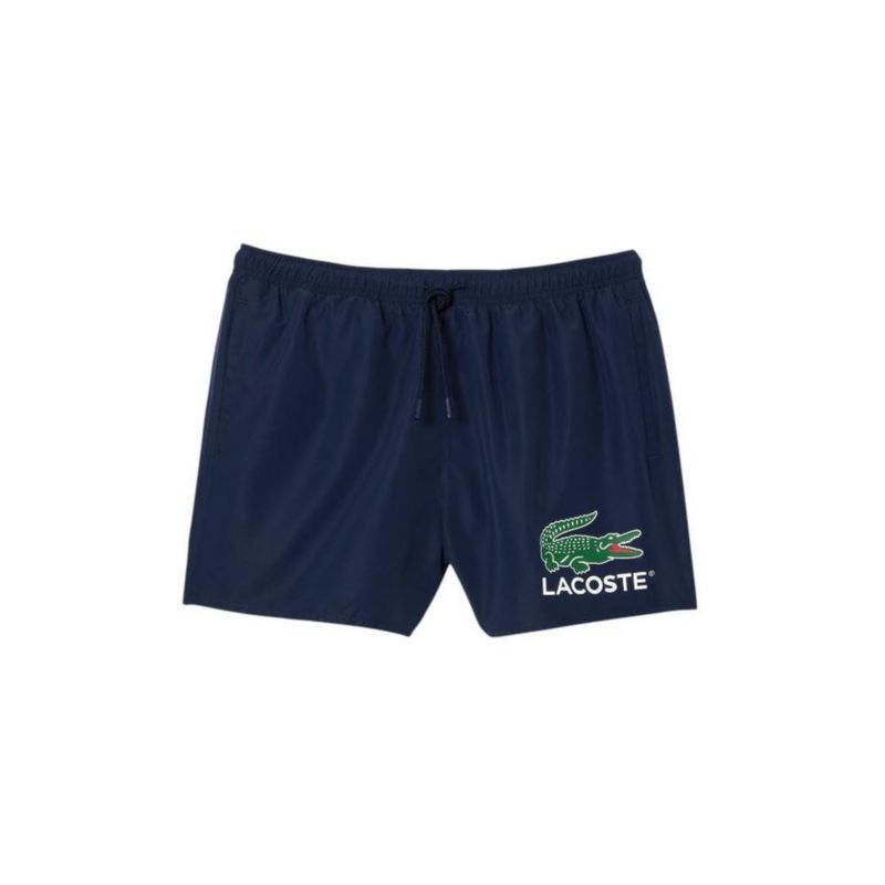 Pantalones de baño Lacoste talla mediana azul marino con estampado de cocodrilo