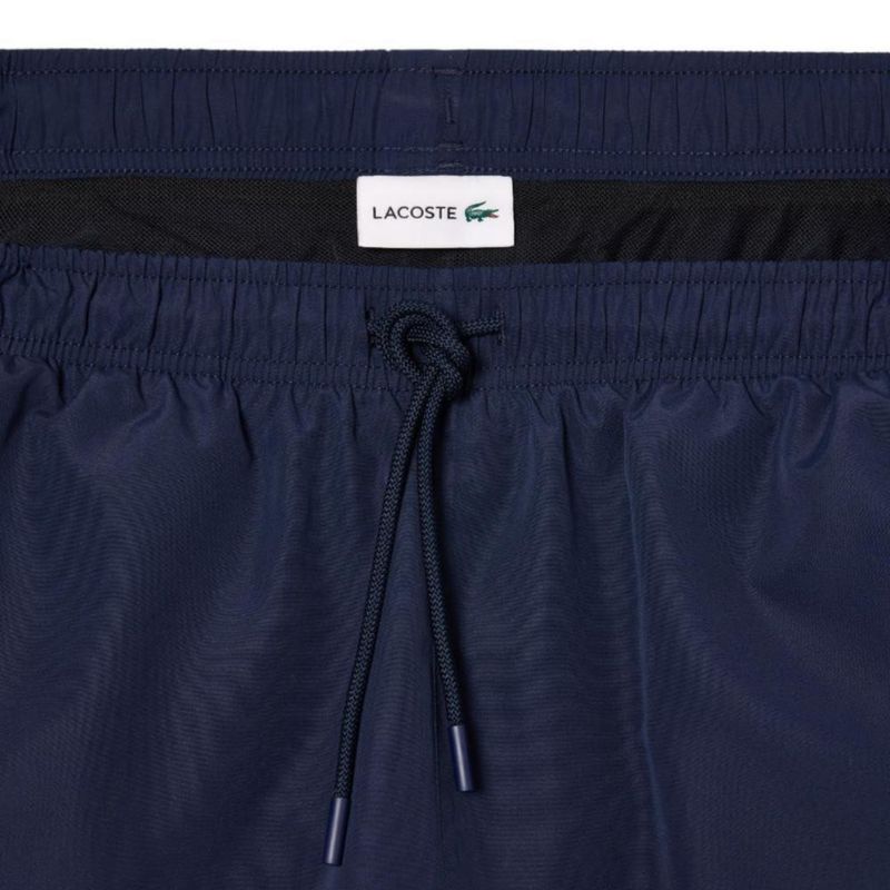 Pantalones de baño Lacoste talla mediana azul marino con estampado de cocodrilo