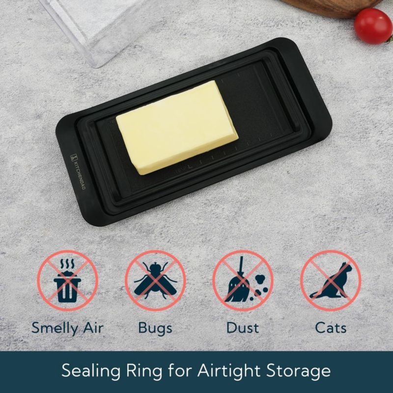 Recipiente hermético para mantequilla KITCHENDAO negro libre de BPA