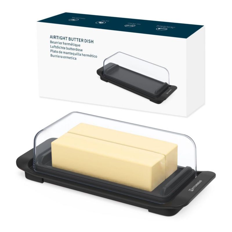 Recipiente hermético para mantequilla KITCHENDAO negro libre de BPA