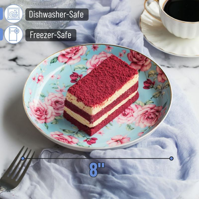 Juego de 6 platos de postre Brew To A Tea de 20 cm con diseño floral