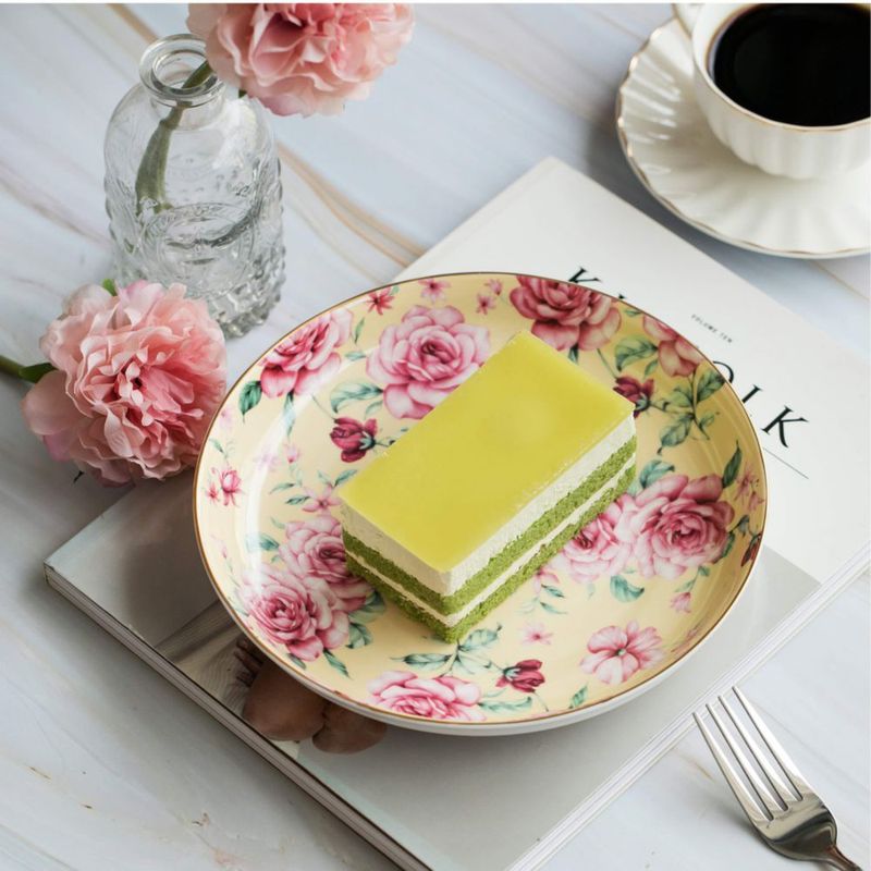 Juego de 6 platos de postre Brew To A Tea de 20 cm con diseño floral