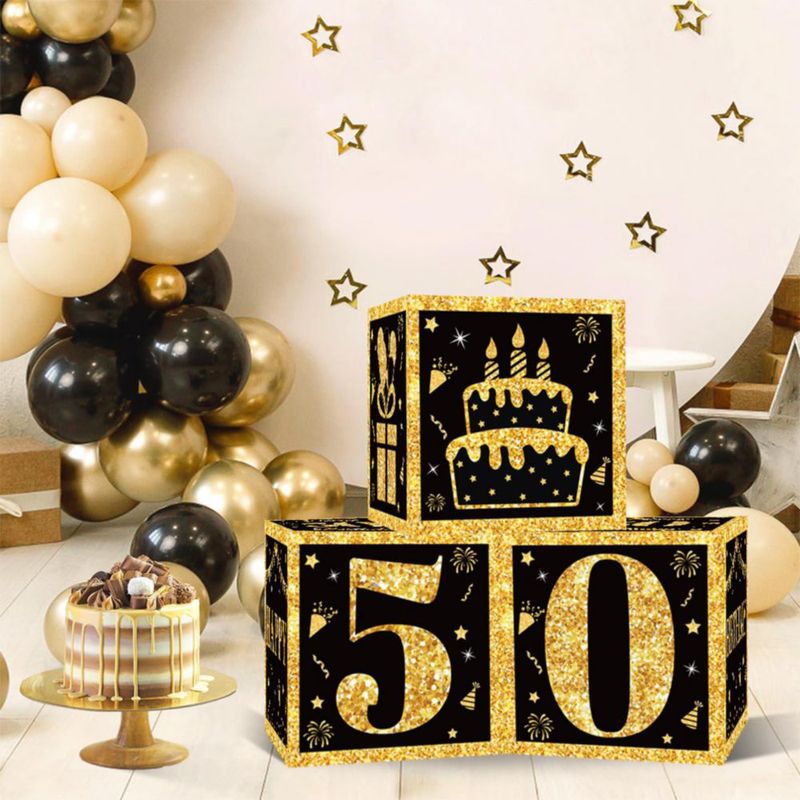 Cajas de decoración de cumpleaños DataMoon de 27 cm para hombres