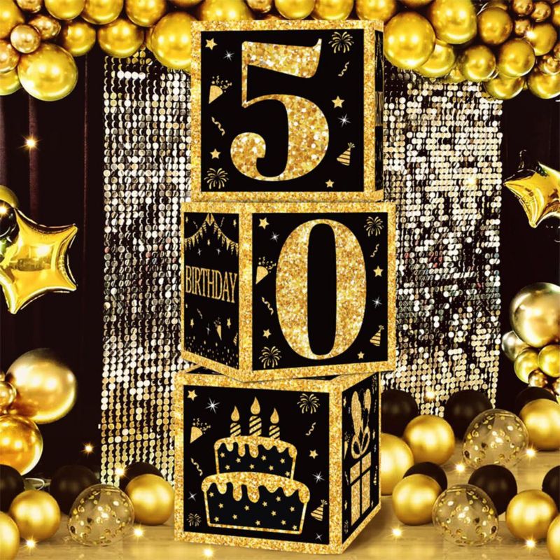 Cajas de decoración de cumpleaños DataMoon de 27 cm para hombres