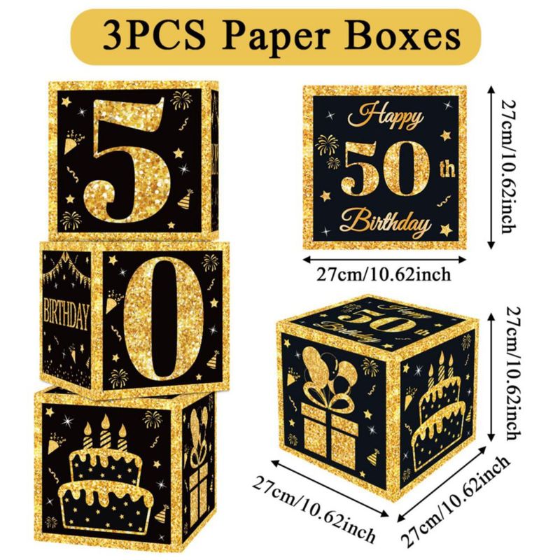 Cajas de decoración de cumpleaños DataMoon de 27 cm para hombres