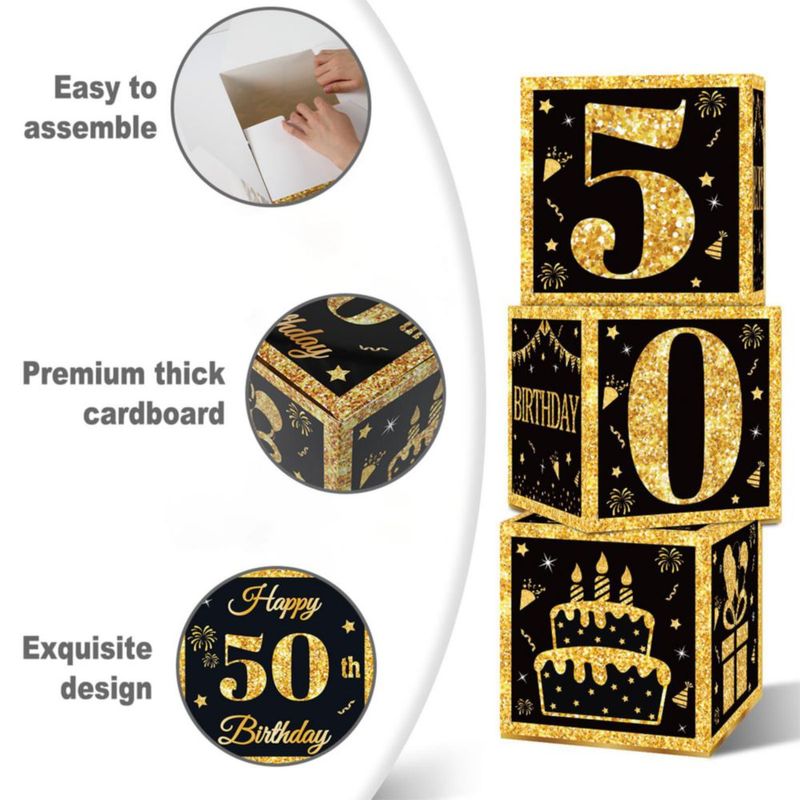 Cajas de decoración de cumpleaños DataMoon de 27 cm para hombres