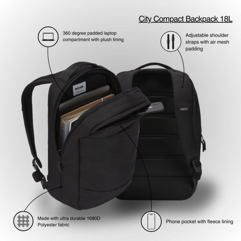Mochila Incase Compact City 18L Negra 16" Portátil
