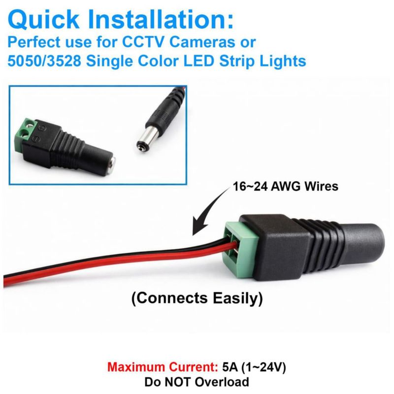 Adaptador de Jack de Alimentación DC California JOS 2.1 × 5.5 mm 12 V 2+2