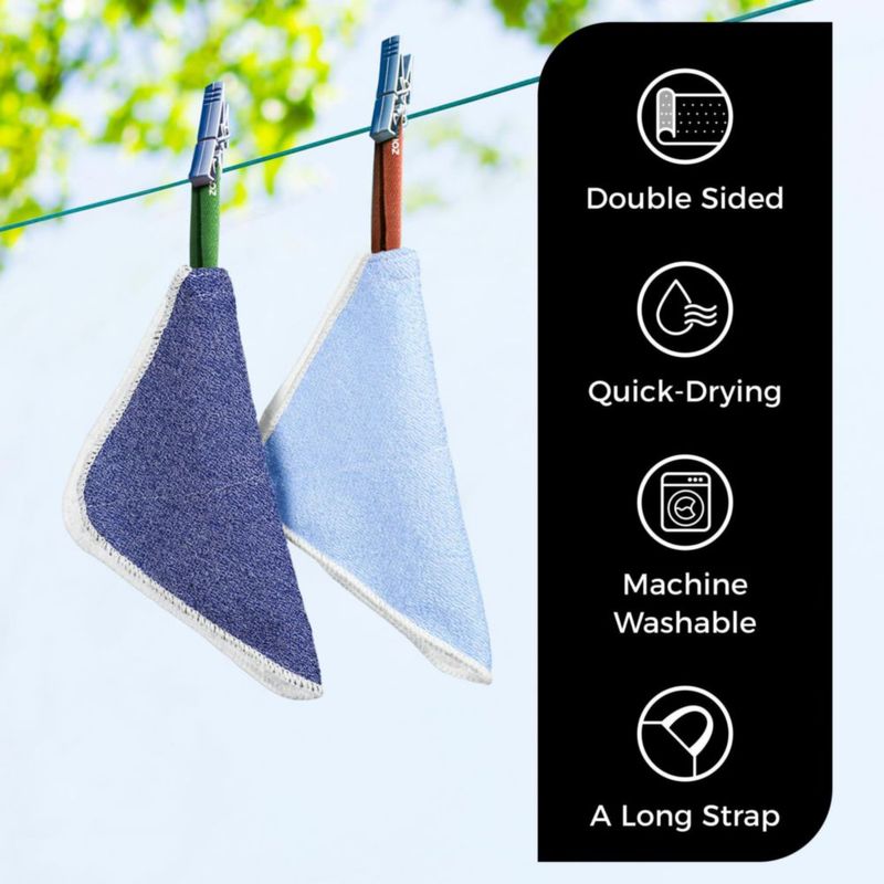 Paño Exfoliante ZOMCHI 20 cm Doble Textura Pack de 2 – Azul